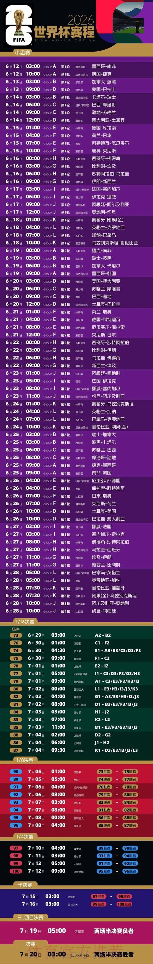 2026世界杯赛程最新实时赛程怎么看