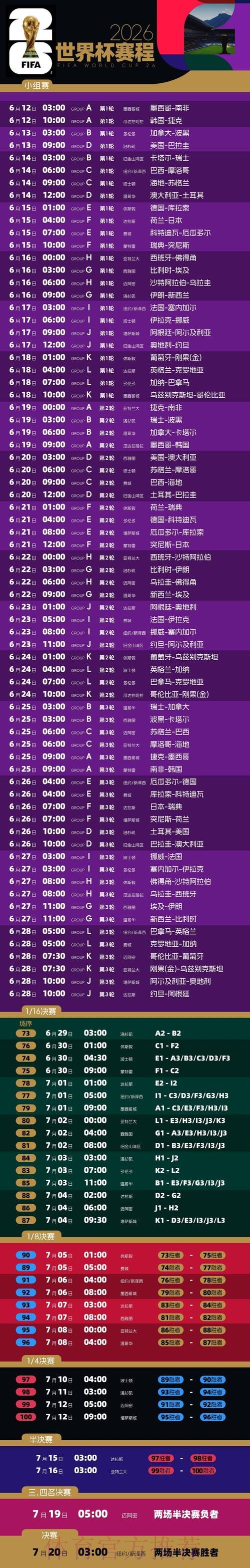 2026世界杯比赛时间一览观看指南实时查看