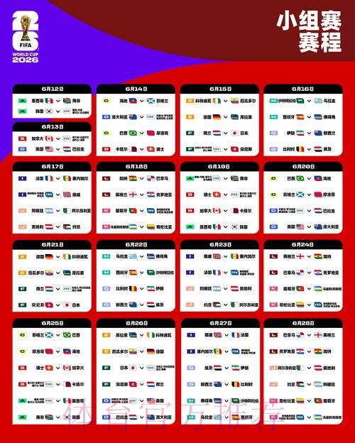 2026世界杯小组赛赛程最新比赛时间表怎么查